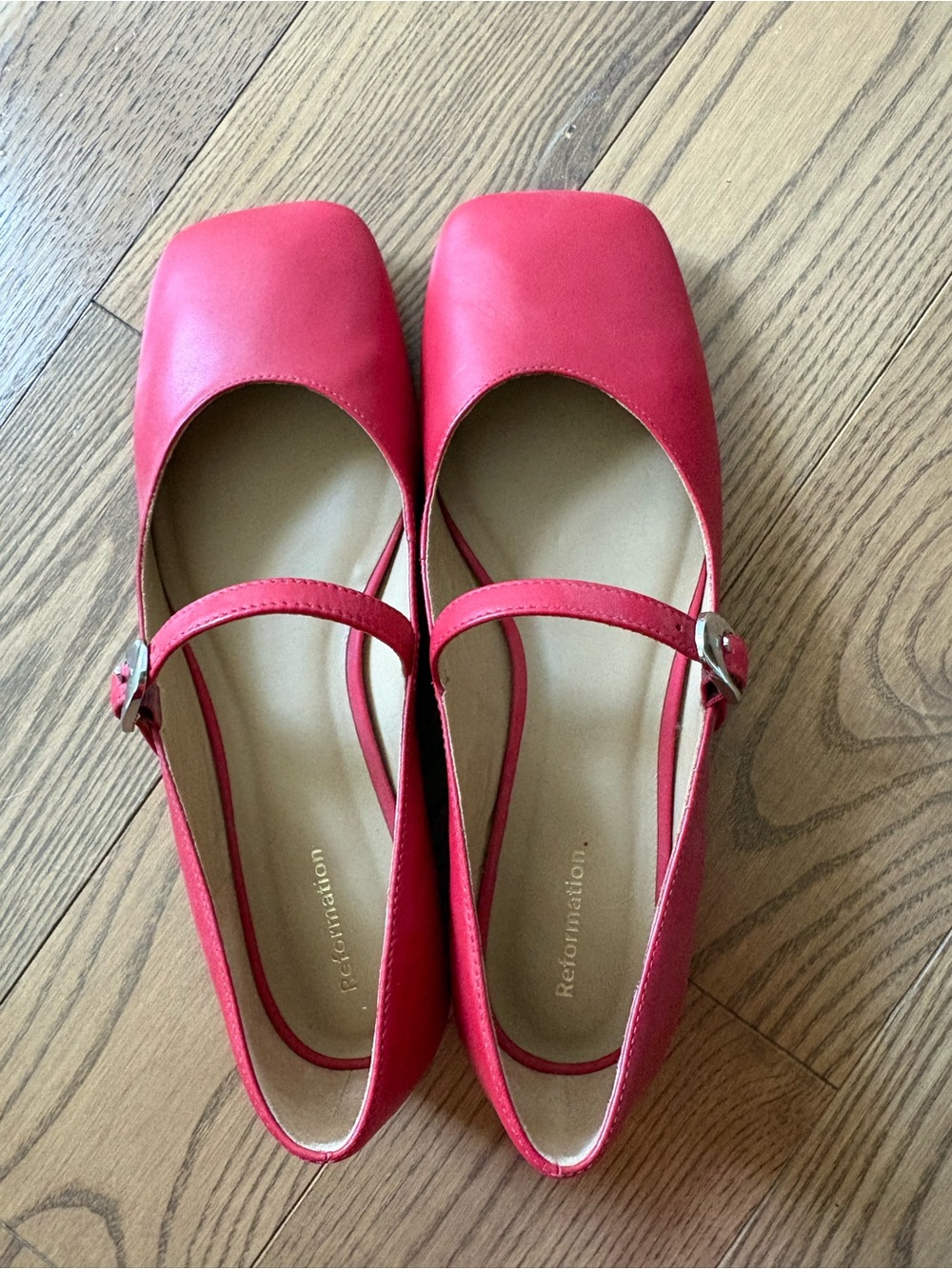 Reformation Melissa Red Mary Jane Flats 7 - Picture 2 of 5